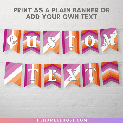 Lesbian Pride Banner, Printable LGBTQ Pride Month Decor, Pride Party Decor Editable Template, Custom Text Lesbian Day Of Awareness Banner, diy party decor, lesbian pride flag, pride flag banner, inclusive pride, pride month banner lesbian pride decor