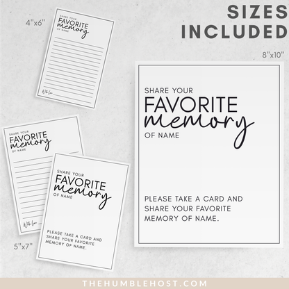 Share a Memory Card Template, Personalized funeral, Favorite Memory, Memorial Card, Keepsake Funeral Card, Guest Book Alternative, celebration of life, guest book idea, memory, minimalist, share a memory, custom printable, editable template