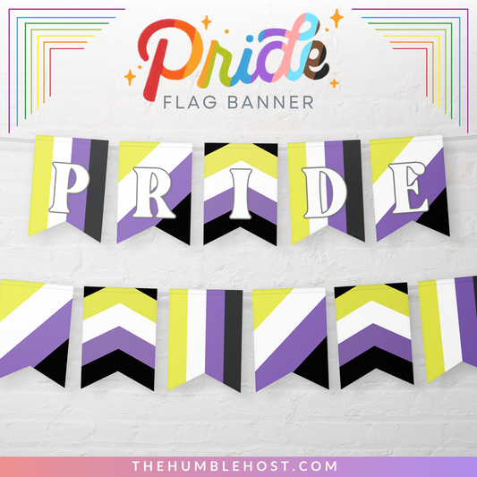 Non-Binary Pride Flag Banner Editable Template, LGBTQ Pride Month Decor, Pride Party Decor, Custom Text Non Binary Flag Bunting, Equality, diy party, inclusive pride, lgbt, non binary pride, non binary flag, non-binary pride flag, non-binary pride