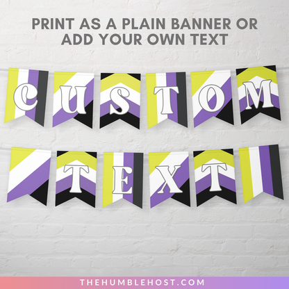 Non-Binary Pride Flag Banner Editable Template, LGBTQ Pride Month Decor, Pride Party Decor, Custom Text Non Binary Flag Bunting, Equality, diy party, inclusive pride, lgbt, non binary pride, non binary flag, non-binary pride flag, non-binary pride