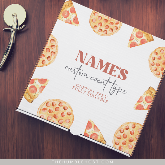 Pizza Box Label, Printable Pizza Theme Template, Pizza Party Favor, Personalized Printable Label, Party Decor, Slice Slice Baby, Food Favor, pizza favor, pizza shower, pizza birthday, slice of fun, pizza box template, custom favor, custom pizza box