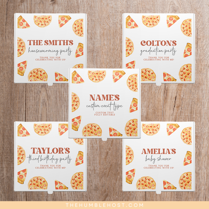 Pizza Box Label, Printable Pizza Theme Template, Pizza Party Favor, Personalized Printable Label, Party Decor, Slice Slice Baby, Food Favor, pizza favor, pizza shower, pizza birthday, slice of fun, pizza box template, custom favor, custom pizza box