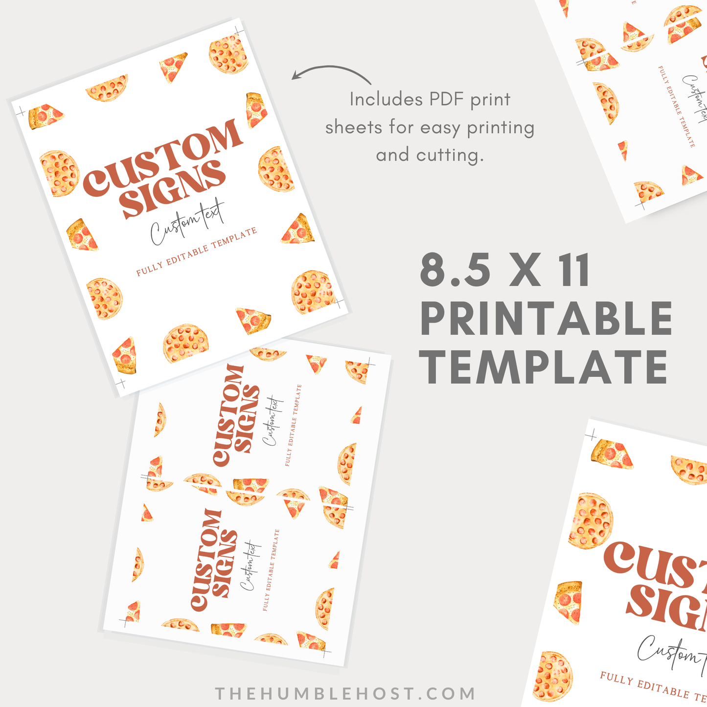 Pizza Table Signs, Printable Editable Template, Minimalist Event Sign, Slice Slice Baby Shower, Pizzeria Baby Sprinkle, Pizza Party Birthday, custom shower decor, diy party decor, custom table signs, shower table signs, gender neutral, pizza shower