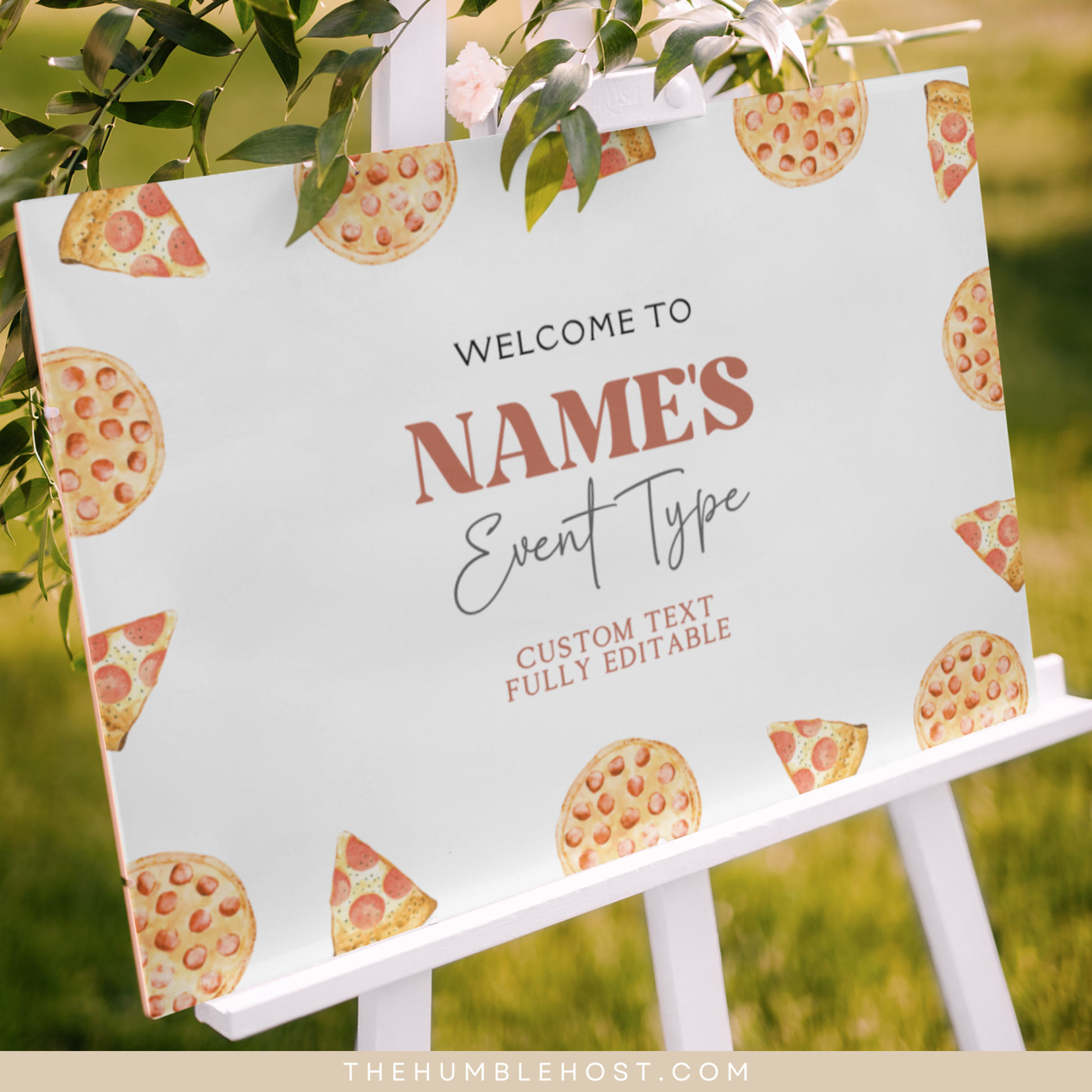 Pizza Welcome Sign, Printable Editable Template, Minimalist, Slice Slice Baby Shower, Pizzeria Sprinkle, Kids Birthday Party, Pizza Themed, Custom Event Sign, DIY Party Decor, Pizza Birthday, Party Decor, Shower Sign, Welcome Poster