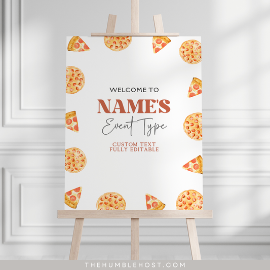 Pizza Welcome Sign, Printable Editable Template, Minimalist, Slice Slice Baby Shower, Pizzeria Sprinkle, Kids Birthday Party, Pizza Themed, Custom Event Sign, DIY Party Decor, Pizza Birthday, Party Decor, Shower Sign, Welcome Poster