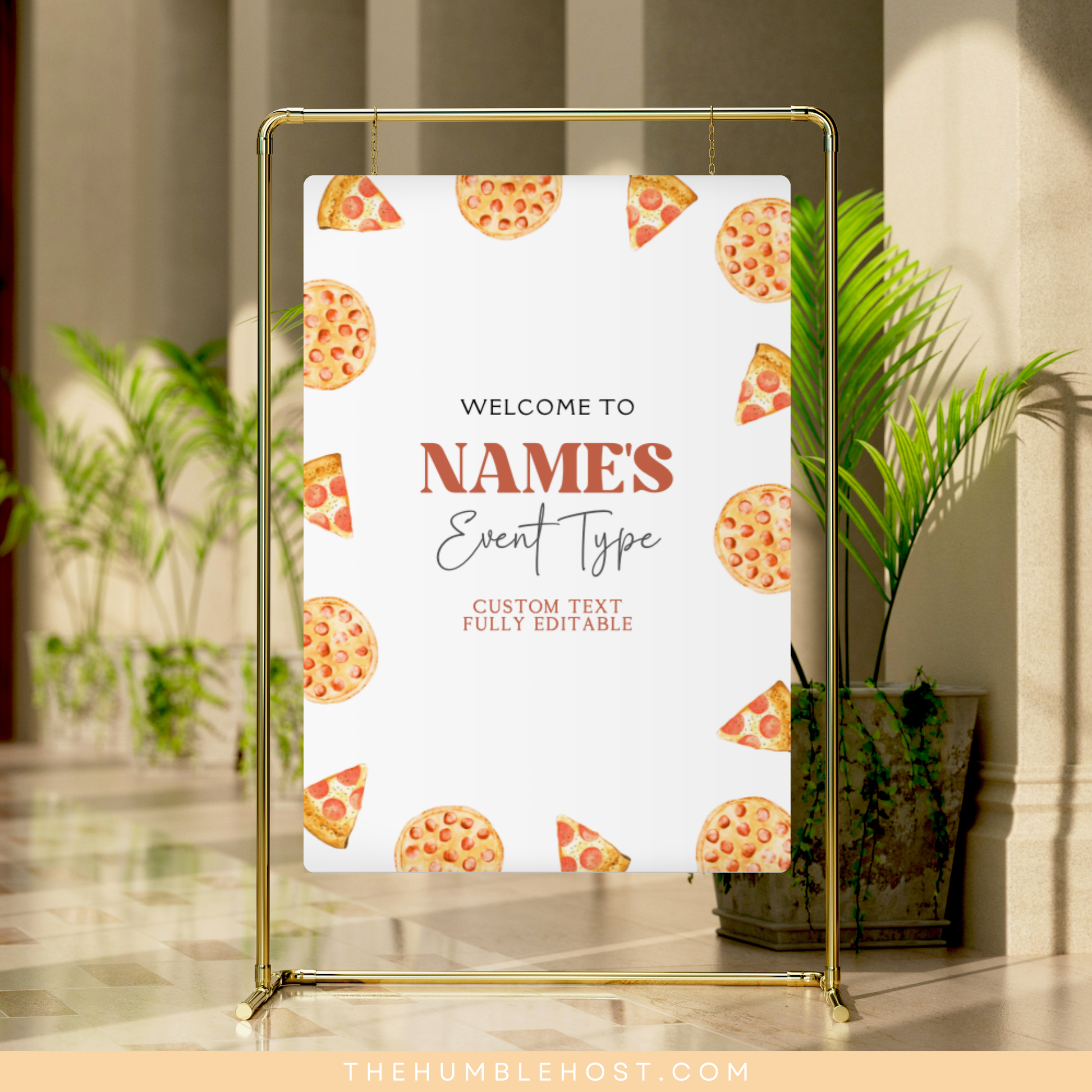 Pizza Welcome Sign, Printable Editable Template, Minimalist, Slice Slice Baby Shower, Pizzeria Sprinkle, Kids Birthday Party, Pizza Themed, Custom Event Sign, DIY Party Decor, Pizza Birthday, Party Decor, Shower Sign, Welcome Poster