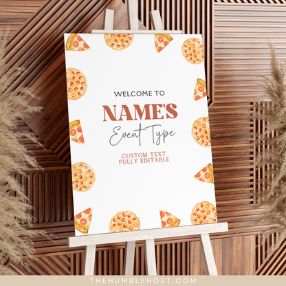 Pizza Welcome Sign, Printable Editable Template, Minimalist, Slice Slice Baby Shower, Pizzeria Sprinkle, Kids Birthday Party, Pizza Themed, Custom Event Sign, DIY Party Decor, Pizza Birthday, Party Decor, Shower Sign, Welcome Poster