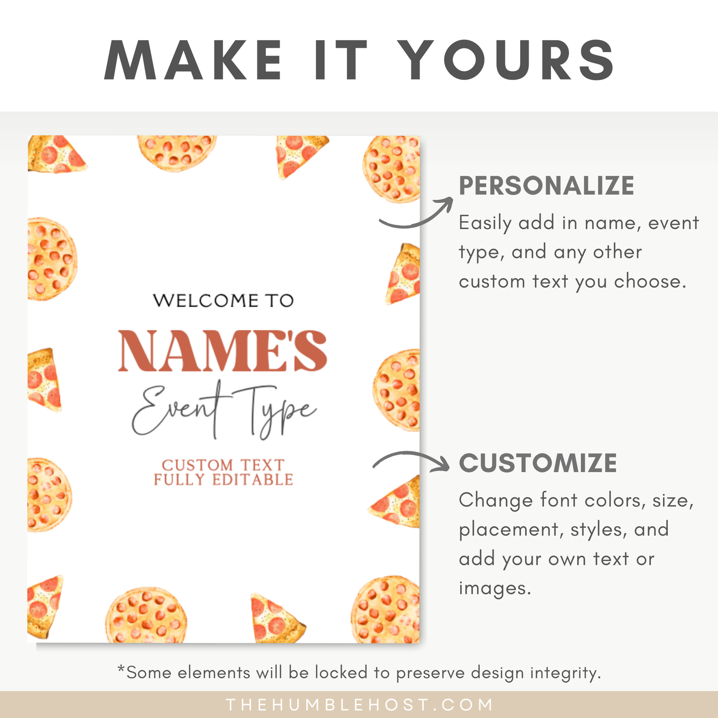 Pizza Welcome Sign, Printable Editable Template, Minimalist, Slice Slice Baby Shower, Pizzeria Sprinkle, Kids Birthday Party, Pizza Themed, Custom Event Sign, DIY Party Decor, Pizza Birthday, Party Decor, Shower Sign, Welcome Poster