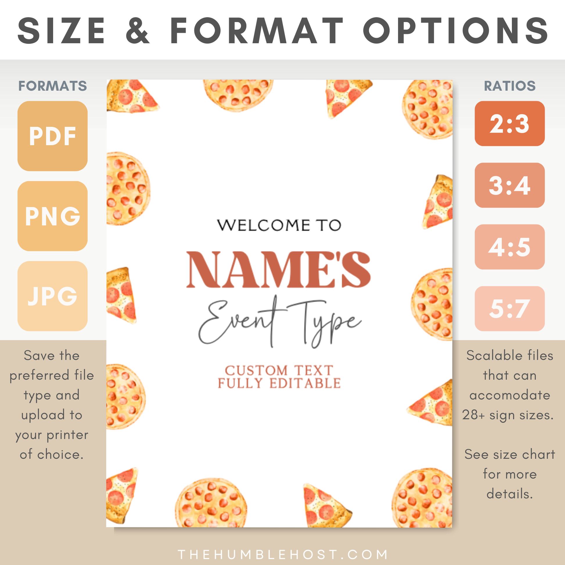 Pizza Welcome Sign, Printable Editable Template, Minimalist, Slice Slice Baby Shower, Pizzeria Sprinkle, Kids Birthday Party, Pizza Themed, Custom Event Sign, DIY Party Decor, Pizza Birthday, Party Decor, Shower Sign, Welcome Poster