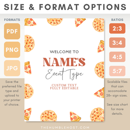 Pizza Welcome Sign, Printable Editable Template, Minimalist, Slice Slice Baby Shower, Pizzeria Sprinkle, Kids Birthday Party, Pizza Themed, Custom Event Sign, DIY Party Decor, Pizza Birthday, Party Decor, Shower Sign, Welcome Poster