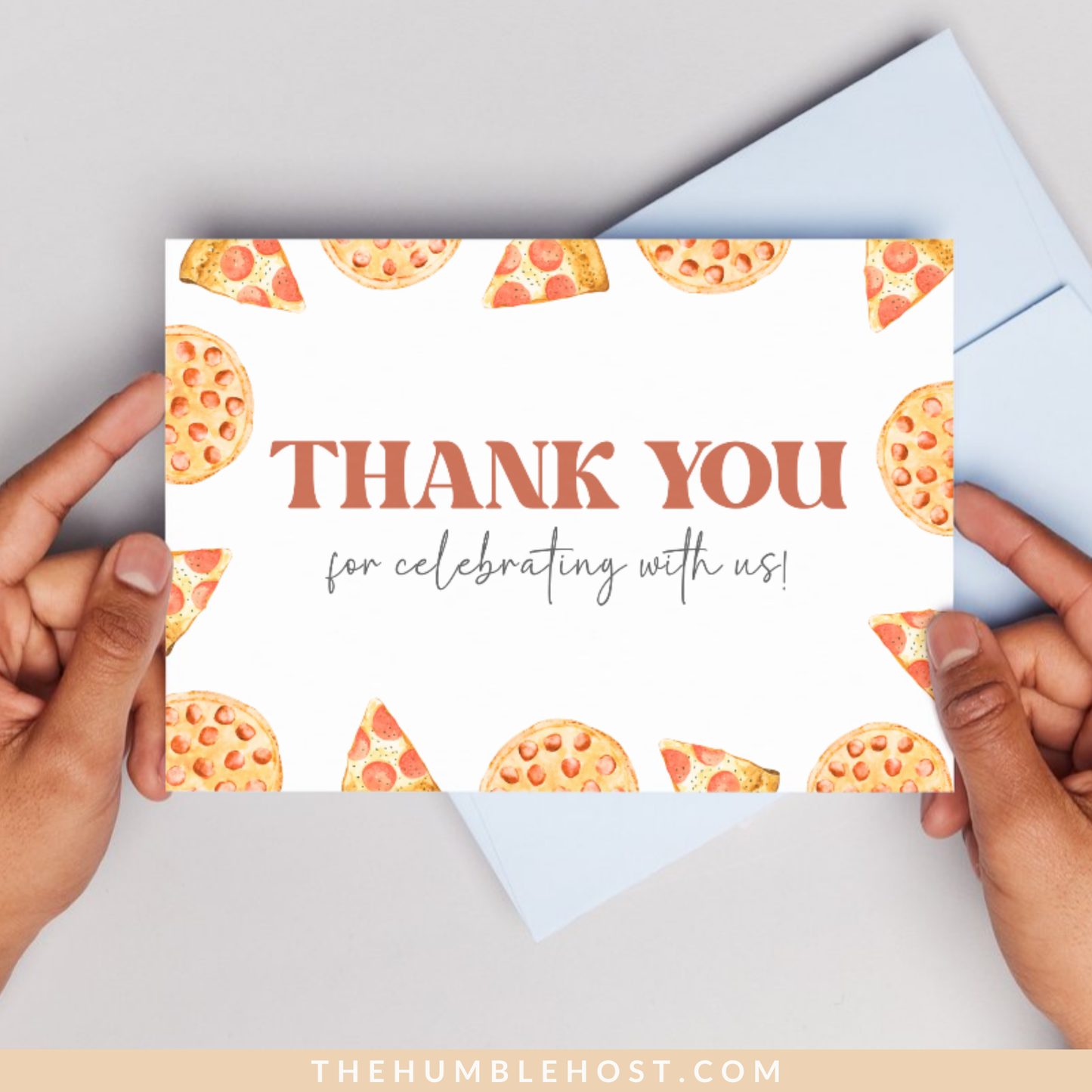 Editable Pizza Thank You Cards, Pizza Party Thank You Card Template Retro Style Printable Party Supplies, Birthday, Slice Slice Baby Shower, baby shower card, birthday thank you, card template, pizza baby shower, printable favor card, retro thank you