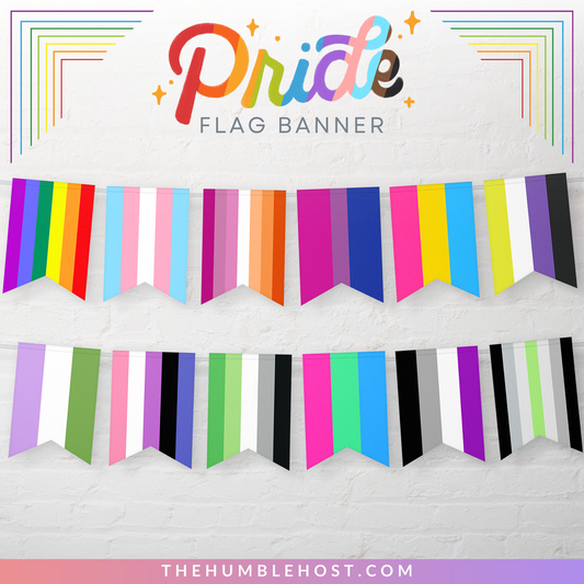 Pride Flag Banner, Printable LGBTQ+ Pride Month Decor, Pride Party Banner, Gay, Lesbian, Transgender, Bisexual, Non Binary, lgbtq pride decor,  pride banner, pride parade, pride month banner, queer pride house banner, inclusive pride, gay pride flag