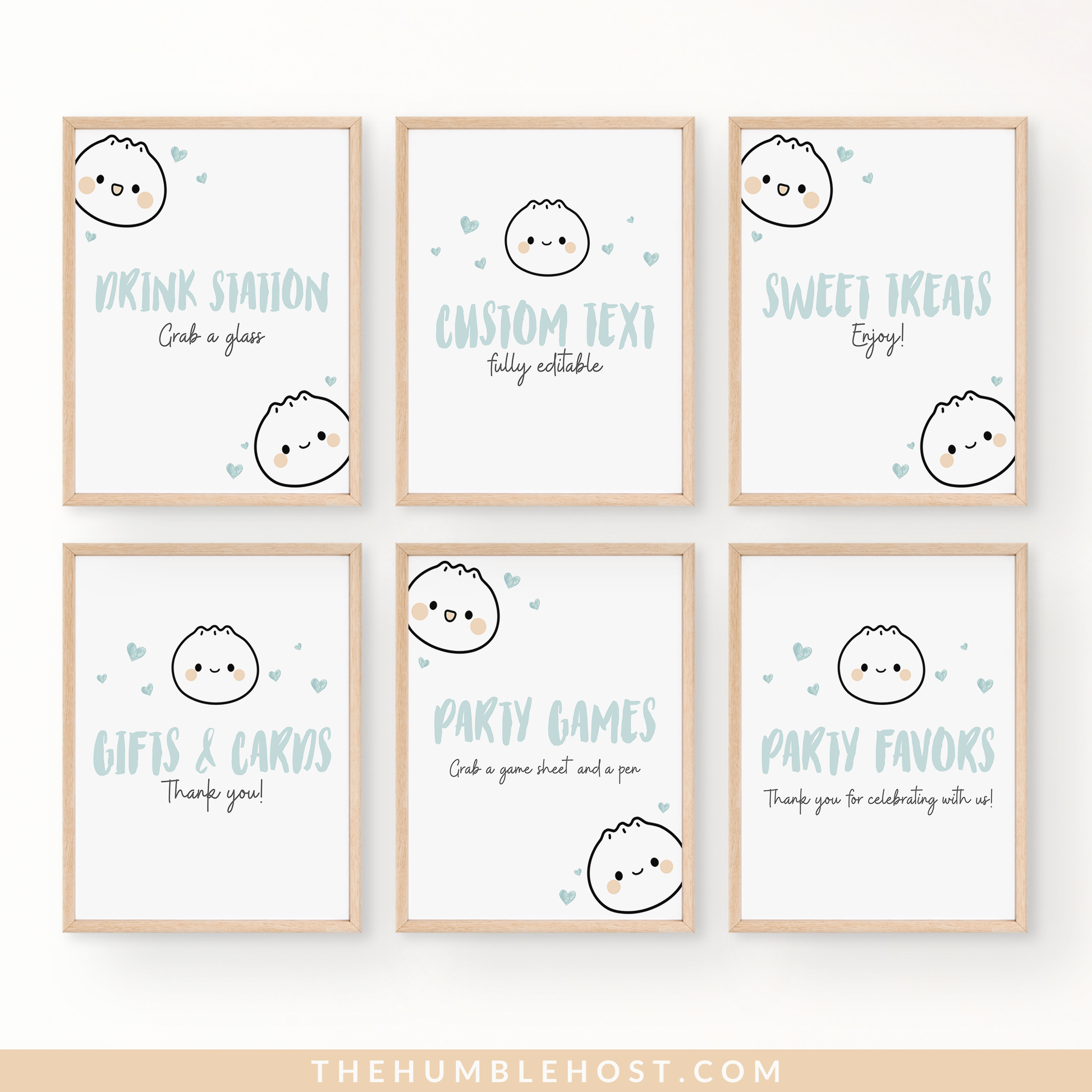 Cute Dumpling Table Signs, Dim Sum Custom Sign, Printable Bao Event Decor Editable Template, DIY Party Decor Little Dumpling Baby Shower Set, diy party decor, editable shower, kawaii, printable template, table signs, sign template, editable sign