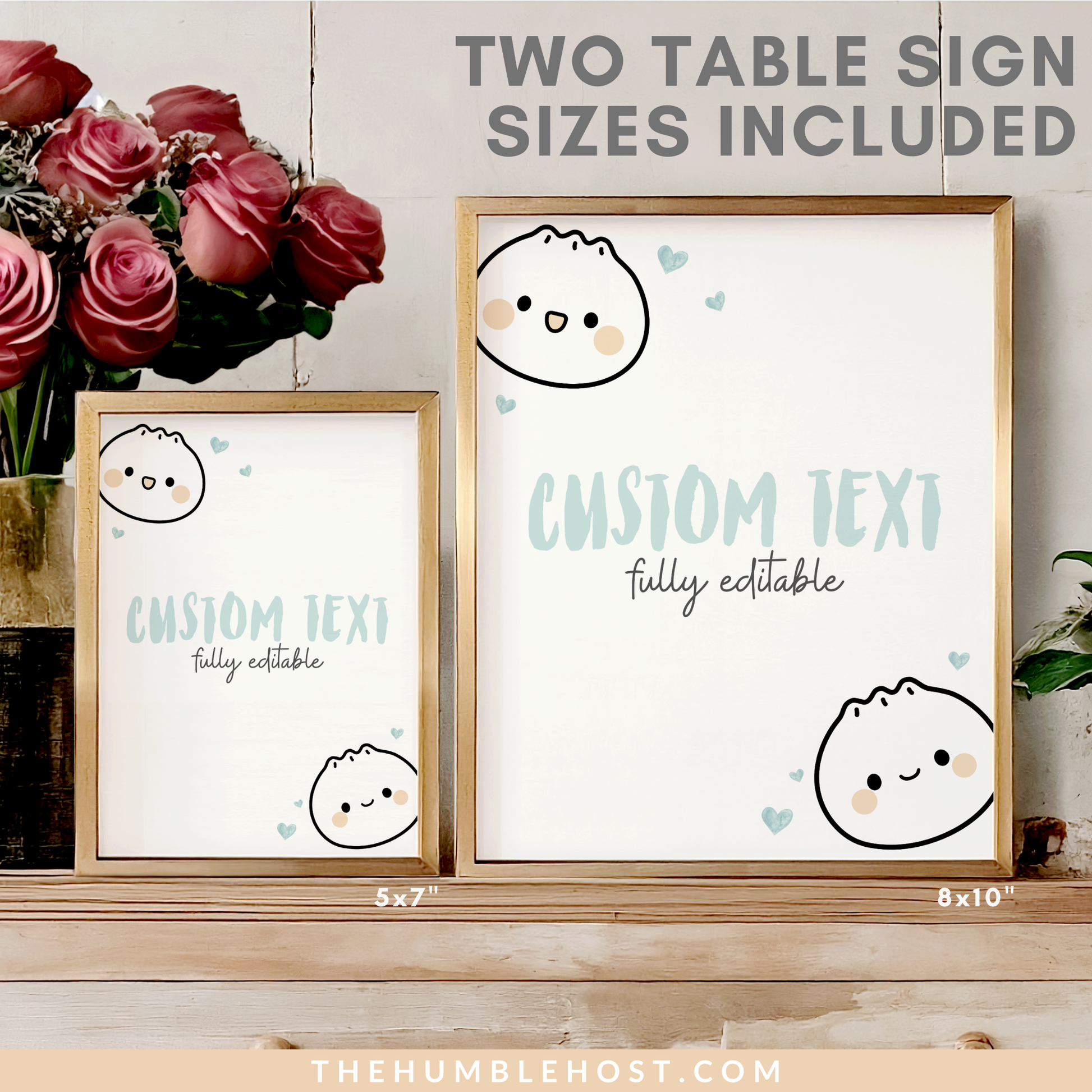 Cute Dumpling Table Signs, Dim Sum Custom Sign, Printable Bao Event Decor Editable Template, DIY Party Decor Little Dumpling Baby Shower Set, diy party decor, editable shower, kawaii, printable template, table signs, sign template, editable sign