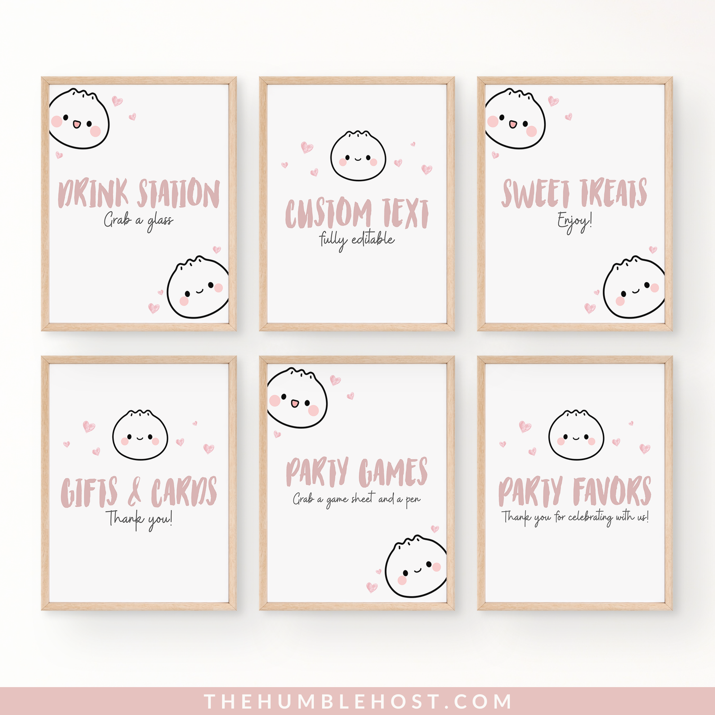 Cute Dumpling Table Signs, Dim Sum Custom Sign, Printable Bao Event Decor Editable Template, DIY Party Decor Little Dumpling Baby Shower Set, diy party decor, editable shower, kawaii, printable template, table signs, sign template, editable sign