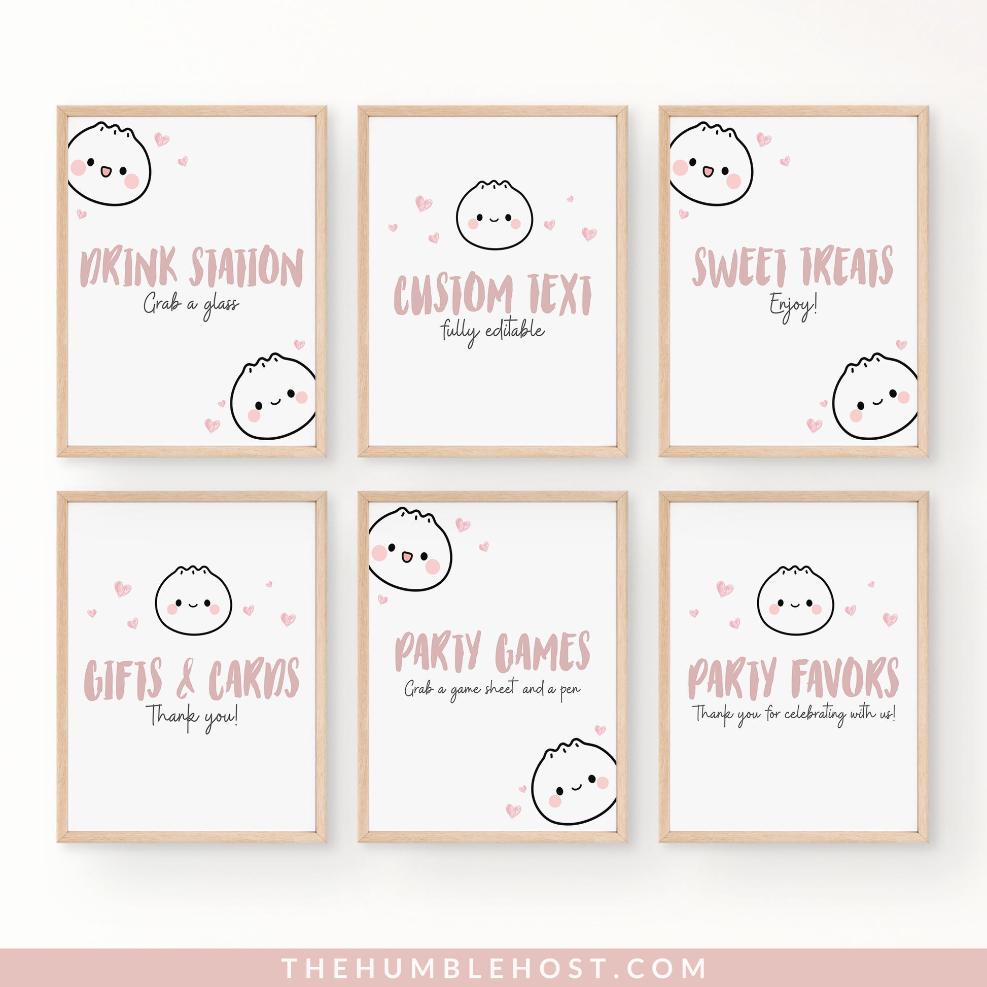 Cute Dumpling Table Signs, Dim Sum Custom Sign, Printable Bao Event Decor Editable Template, DIY Party Decor Little Dumpling Baby Shower Set, diy party decor, editable shower, kawaii, printable template, table signs, sign template, editable sign
