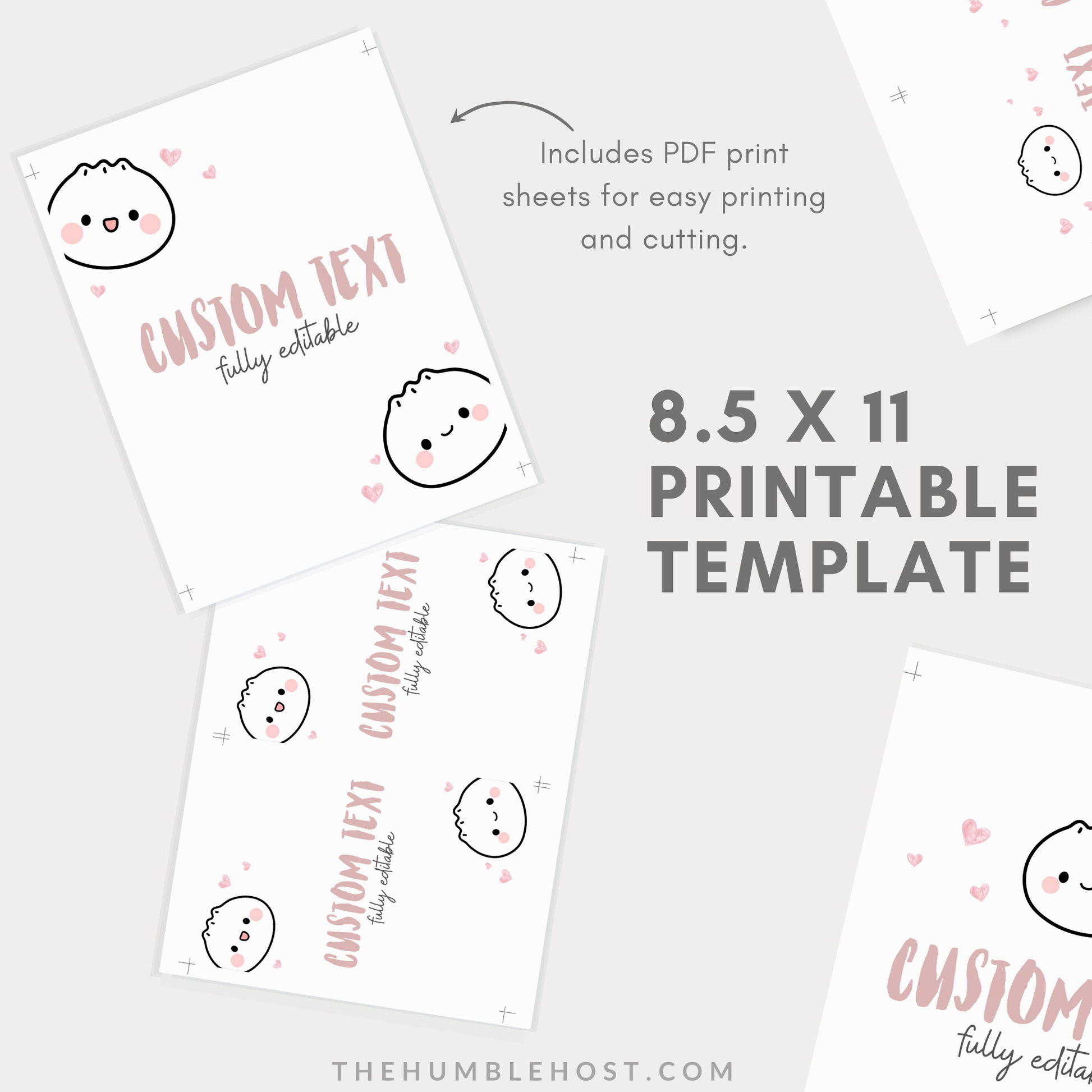 Cute Dumpling Table Signs, Dim Sum Custom Sign, Printable Bao Event Decor Editable Template, DIY Party Decor Little Dumpling Baby Shower Set, diy party decor, editable shower, kawaii, printable template, table signs, sign template, editable sign