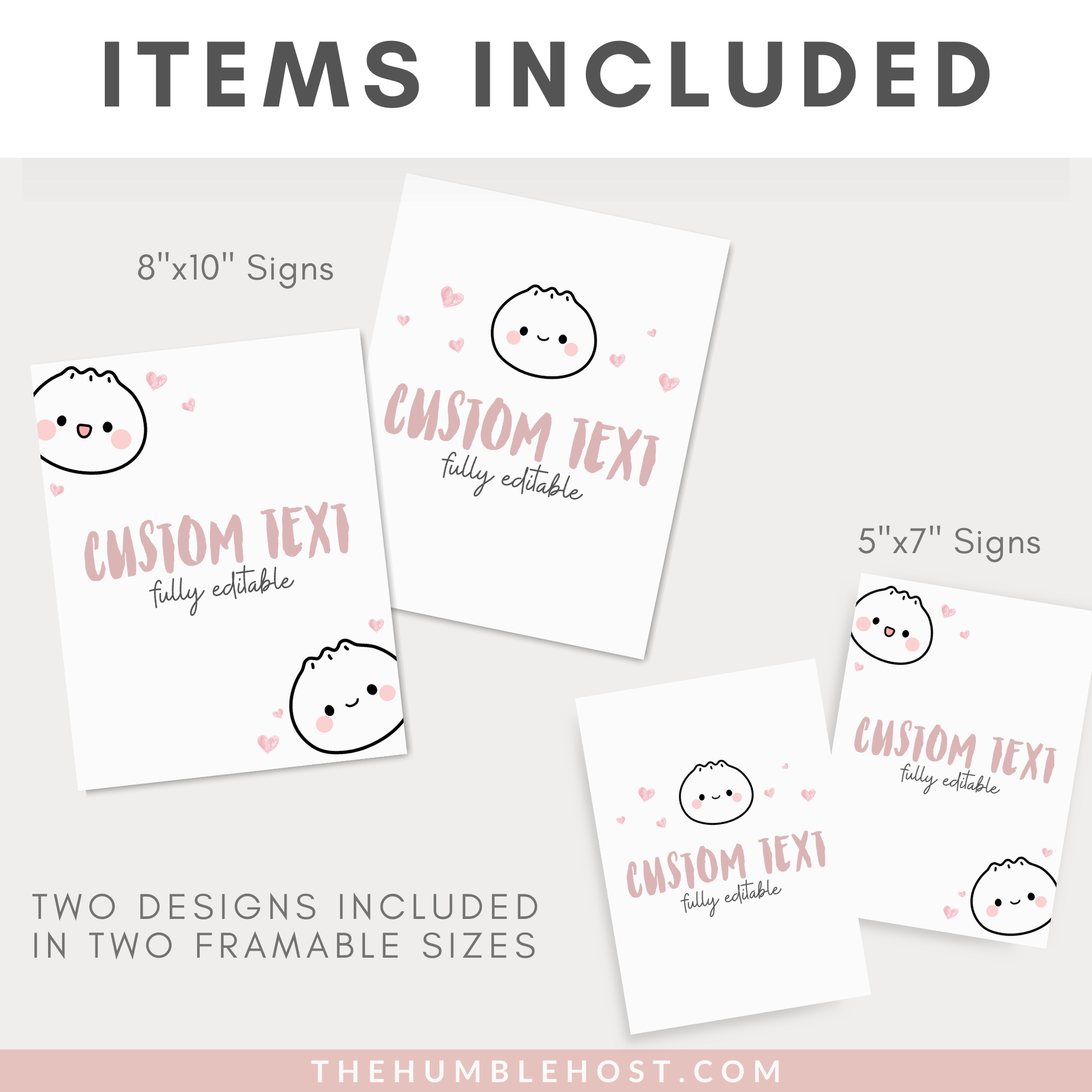 Cute Dumpling Table Signs, Dim Sum Custom Sign, Printable Bao Event Decor Editable Template, DIY Party Decor Little Dumpling Baby Shower Set, diy party decor, editable shower, kawaii, printable template, table signs, sign template, editable sign