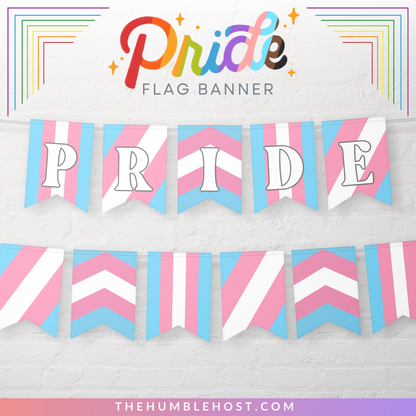 Transgender Pride Banner, Printable Custom Text Editable Template, Trans Pride Flag, LGBTQ Pride Party Decor, Transgender Pride Month Banner, diy party decor, transgender flag, trans pride banner, pride month decor, pride party decor, inclusive pride