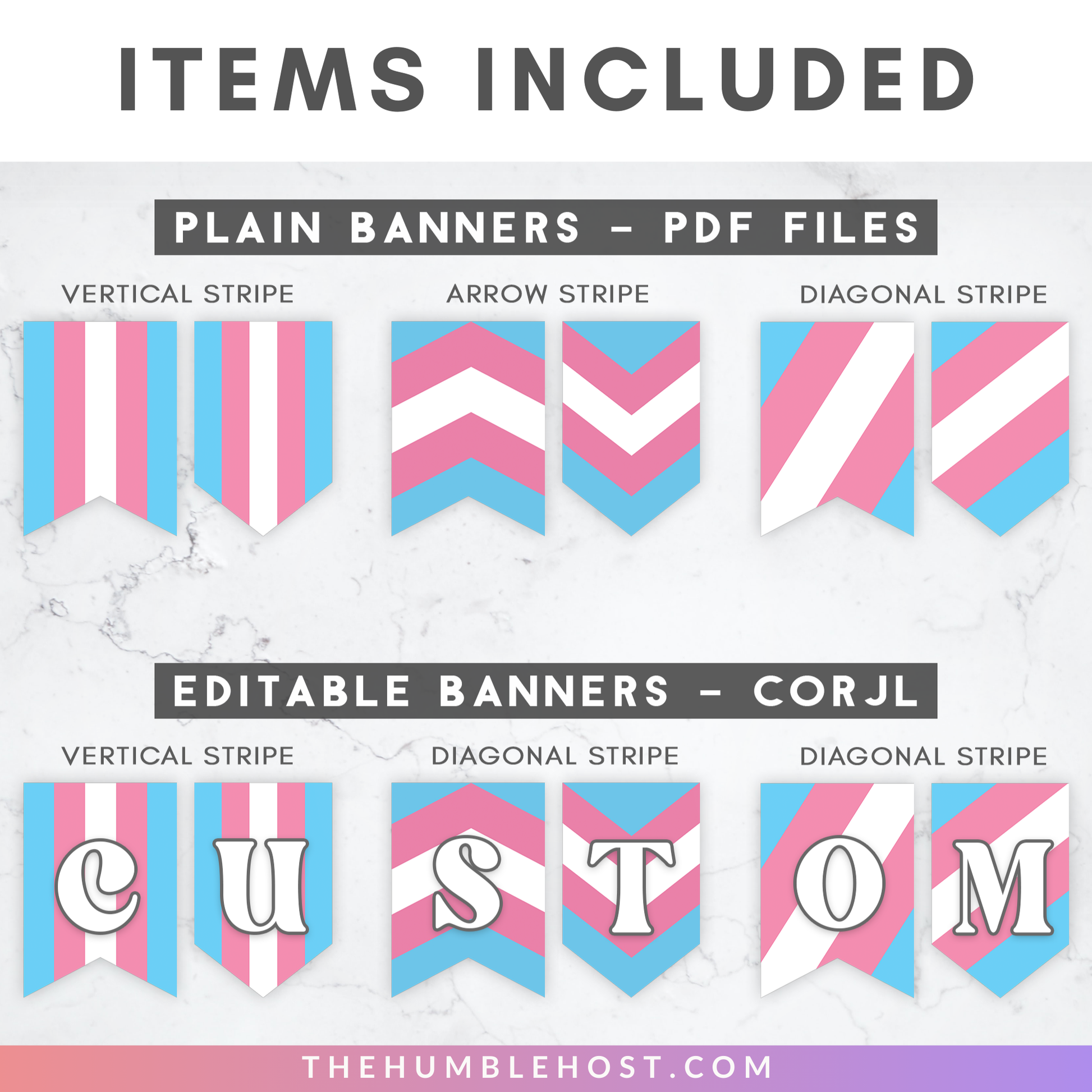 Transgender Pride Banner, Printable Custom Text Editable Template, Trans Pride Flag, LGBTQ Pride Party Decor, Transgender Pride Month Banner, diy party decor, transgender flag, trans pride banner, pride month decor, pride party decor, inclusive pride