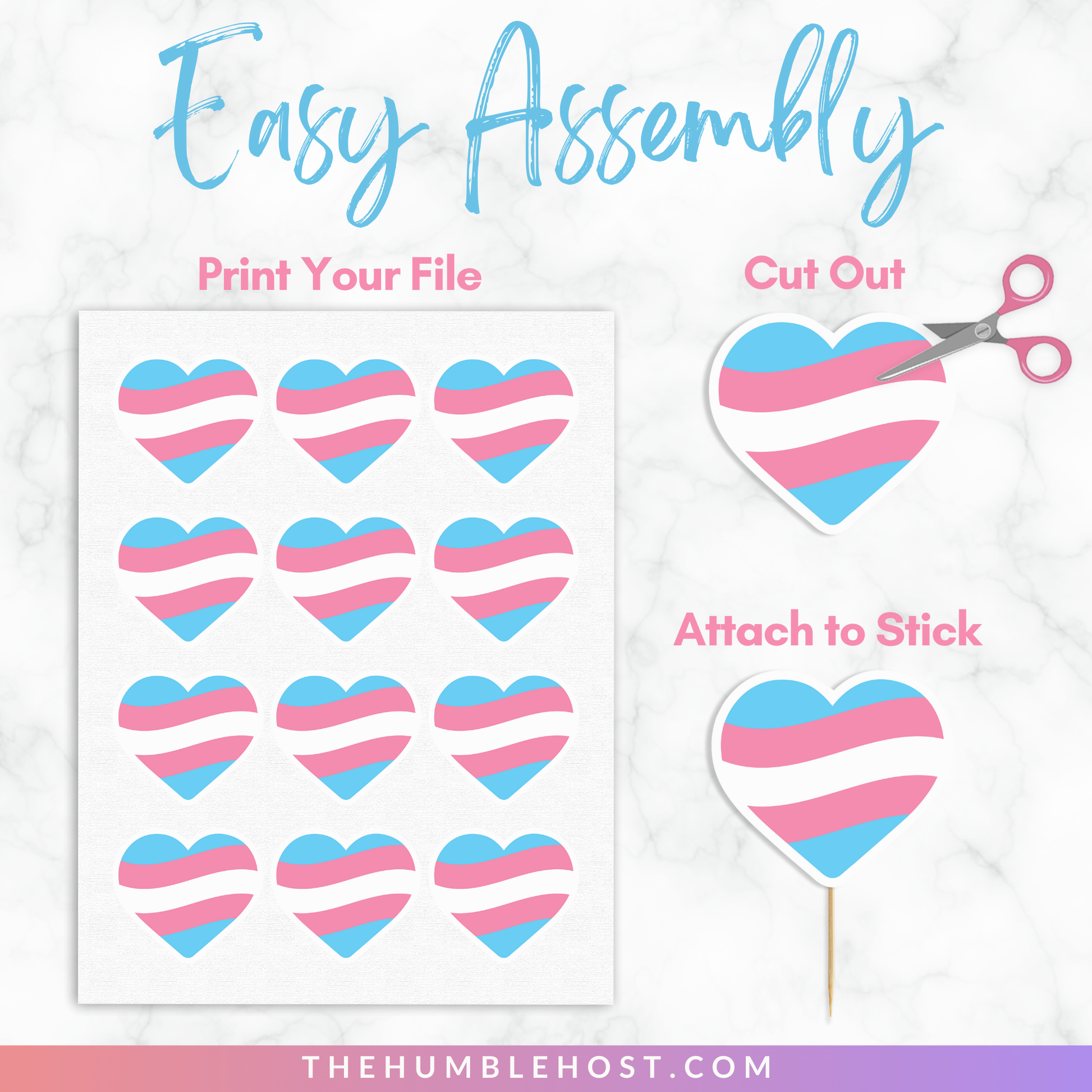 Transgender Pride Flag Cupcake Toppers, Cupcake Wrappers, Printable LGBTQ Pride Month Party Decor, Trans Flag Pride Party Supplies, Cricut, diy party decor, printable party, party favor, food favor, trans flag, pride flag cupcake, trans pride decor