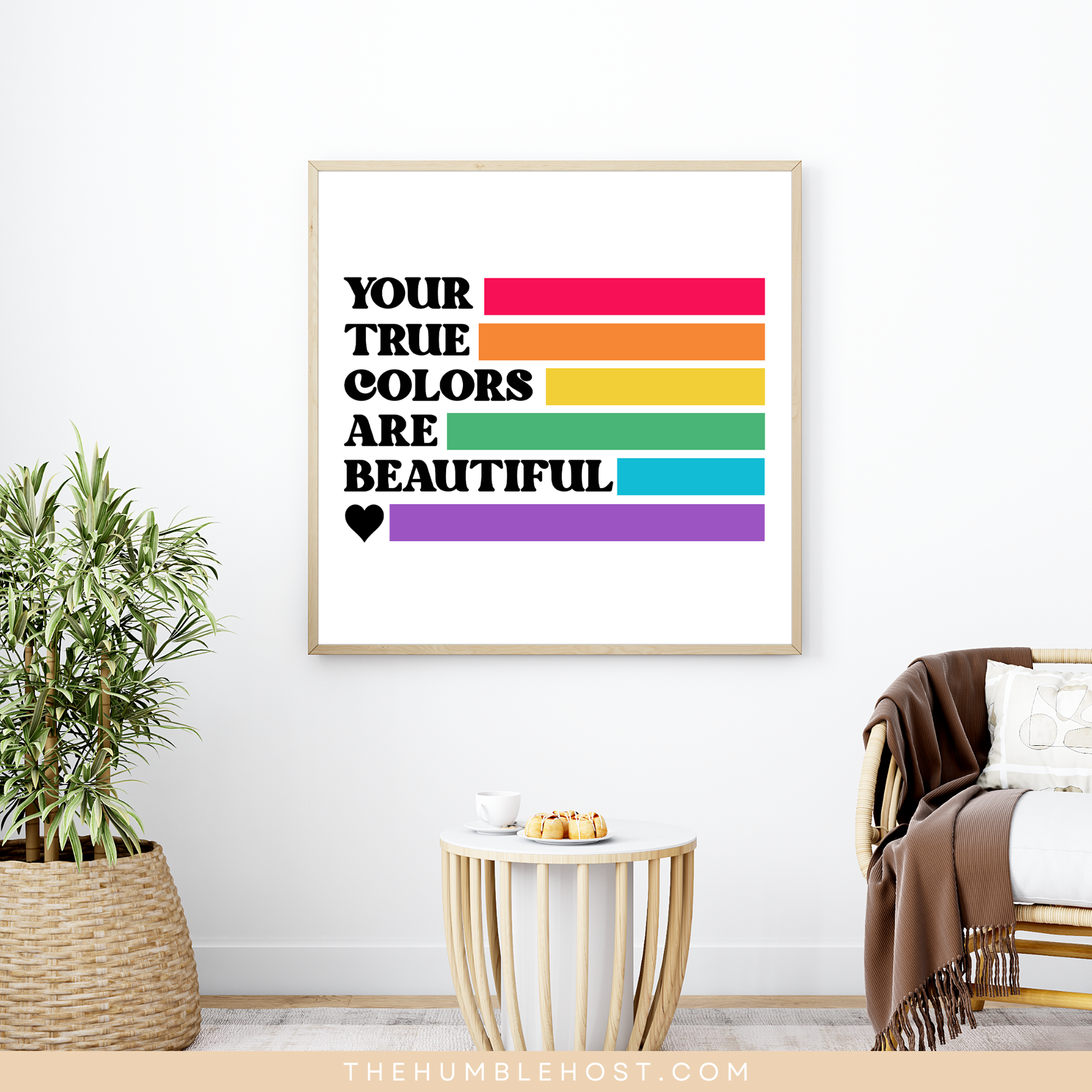 Subtle Pride Wall Art, Your True Colors Are Beautiful, Pride Month Decor, LGBTQ+, Queer, Rainbow, Printable Instant Download, Quote Sign