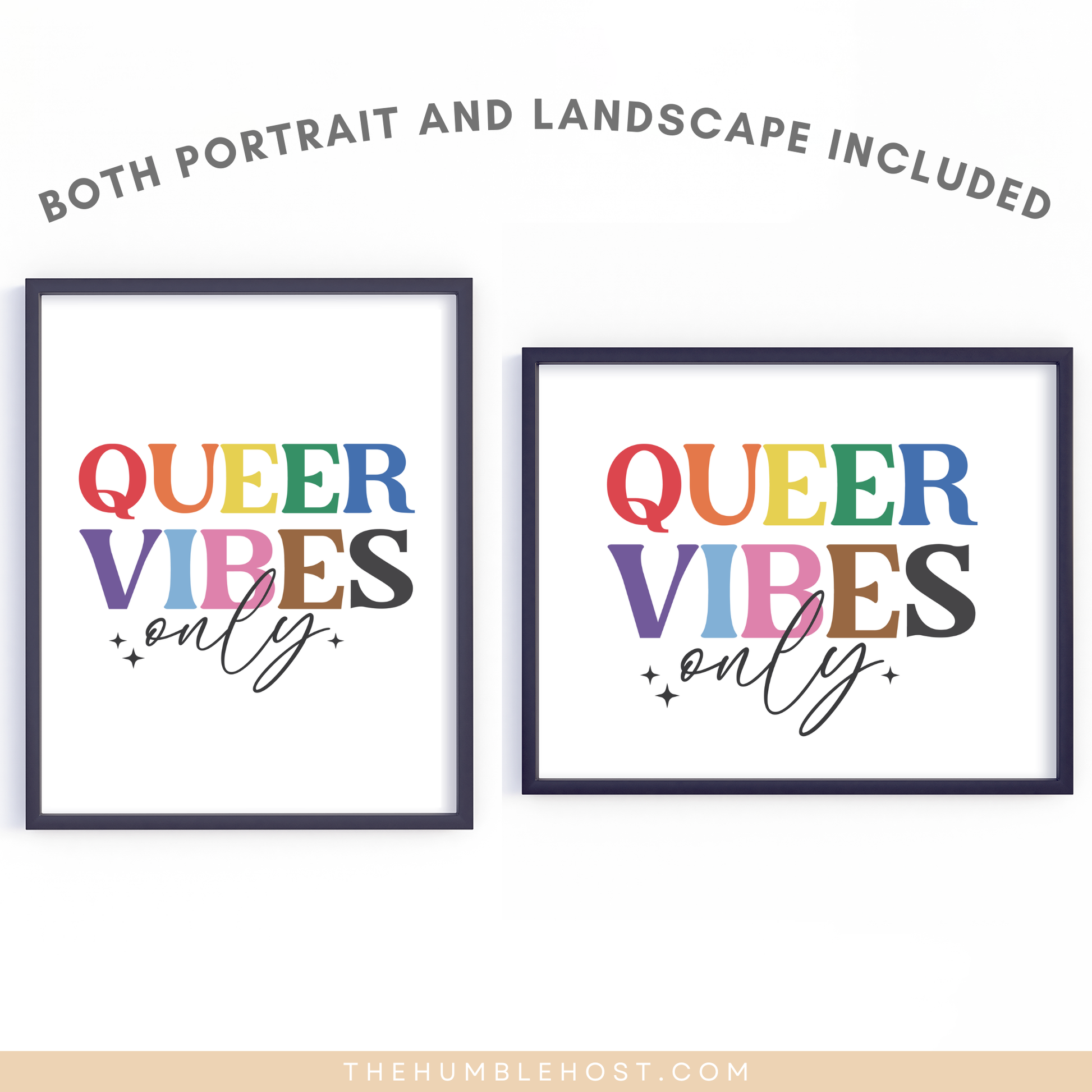 Subtle Pride Wall Art, Retro, Queer Vibes Only, Pride Month Decor, LGBTQ+, Queer, Rainbow, Printable Instant Download, Quote Sign