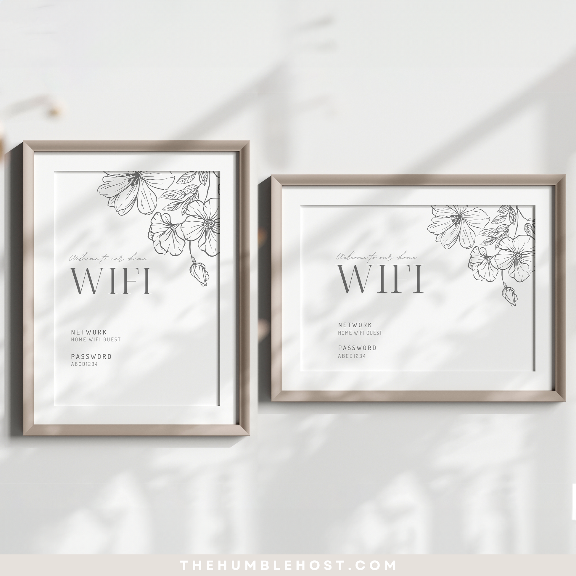 WiFi Password Sign, Editable WiFi Sign Template, Wall Art WiFi Password Printable, Airbnb VRBO Template, Airbnb Sign, VRBO Sign guest room decor, printable wifi password sign, salon sign, internet sign, minimalist floral, modern internet password